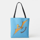 Grappig schattige oranje vliegende pterodactylcart tote bag (Achterkant)