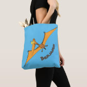 Grappig schattige oranje vliegende pterodactylcart tote bag (Dichtbij)