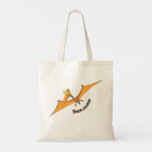 Grappig schattige oranje vliegende pterodactylcart tote bag (Achterkant)