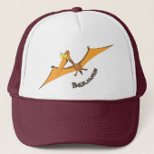 Grappig schattige oranje vliegende pterodactylcart trucker pet (Voorkant)