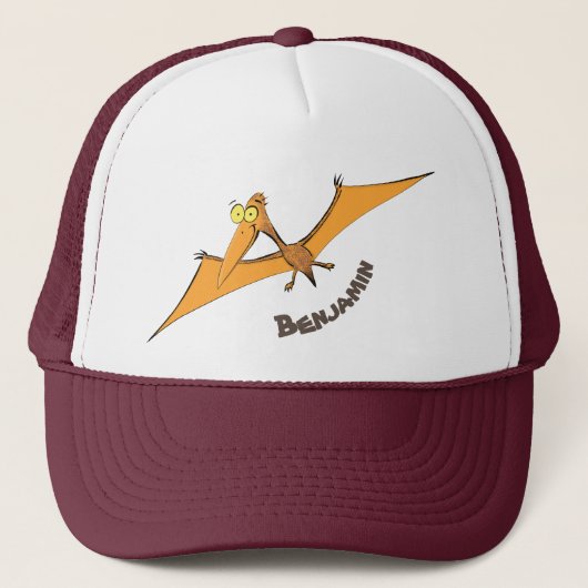 Grappig schattige oranje vliegende pterodactylcart trucker pet (Voorkant)