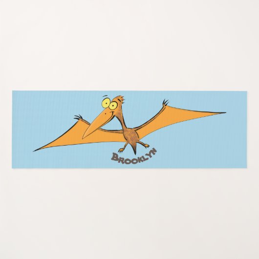 Grappig schattige oranje vliegende pterodactylcart yogamat (Voorkant (horizontaal))