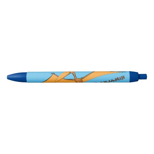 Grappig schattige oranje vliegende pterodactylcart zwarte inkt pen (Voorkant)