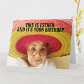 GRAPPIG SCHATTIGE OUDE DAME VERJAARDAG WENSKAART KAART (Gele Bloem)
