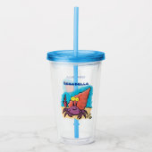 Grappig schattige paarse cartoon-heremietkrab acryl drinkbeker (Voorkant)
