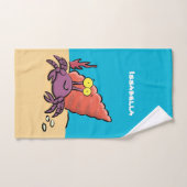 Grappig schattige paarse cartoon-heremietkrab bad handdoek (Handdoek)