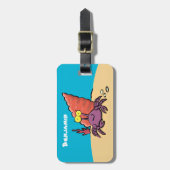 Grappig schattige paarse cartoon-heremietkrab bagagelabel (Voorkant verticaal)