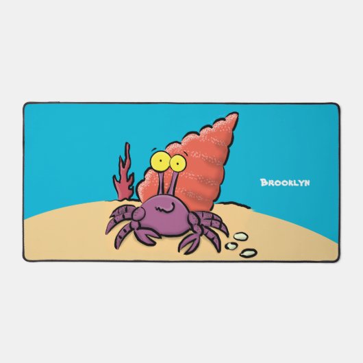 Grappig schattige paarse cartoon-heremietkrab bureaumat (Voorkant)