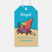 Grappig schattige paarse cartoon-heremietkrab cadeaulabel (Voorkant)