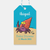 Grappig schattige paarse cartoon-heremietkrab cadeaulabel (Achterkant)