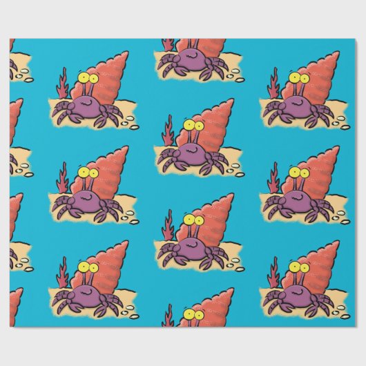 Grappig schattige paarse cartoon-heremietkrab cadeaupapier (Vlak)