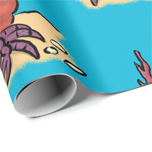 Grappig schattige paarse cartoon-heremietkrab cadeaupapier (Rol Hoek)