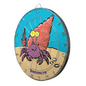Grappig schattige paarse cartoon-heremietkrab dartbord (Voorkant Rechts)