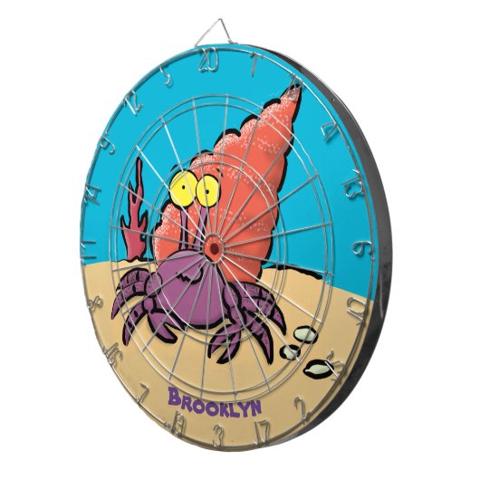 Grappig schattige paarse cartoon-heremietkrab dartbord (Voorkant Rechts)