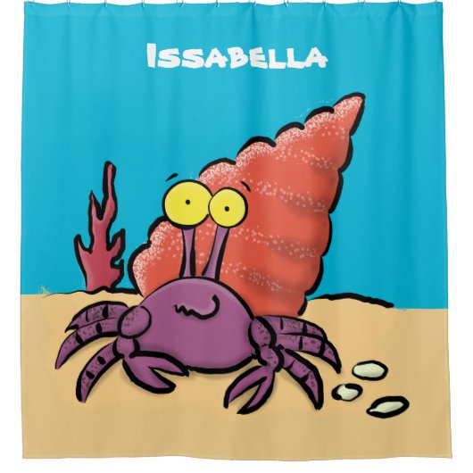 Grappig schattige paarse cartoon-heremietkrab douchegordijn (Voorkant)