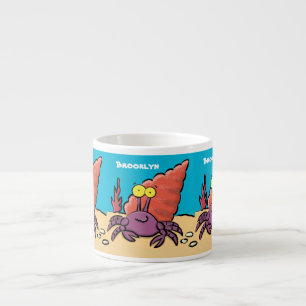 Grappig schattige paarse cartoon-heremietkrab espresso kop