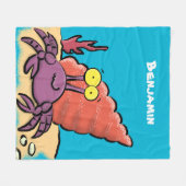Grappig schattige paarse cartoon-heremietkrab fleece deken (Voorkant (Horizontaal))