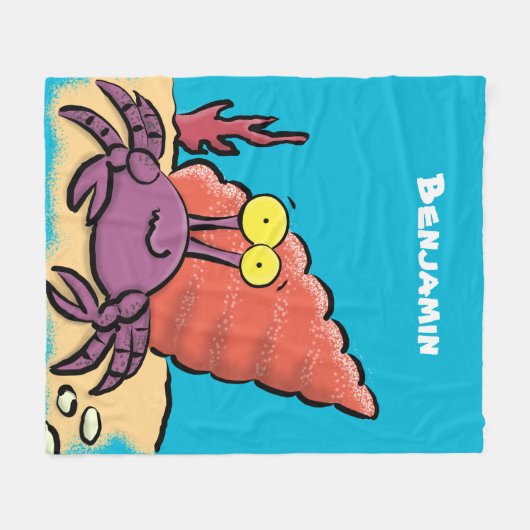 Grappig schattige paarse cartoon-heremietkrab fleece deken (Voorkant (Horizontaal))