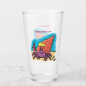 Grappig schattige paarse cartoon-heremietkrab glas (Achterkant)