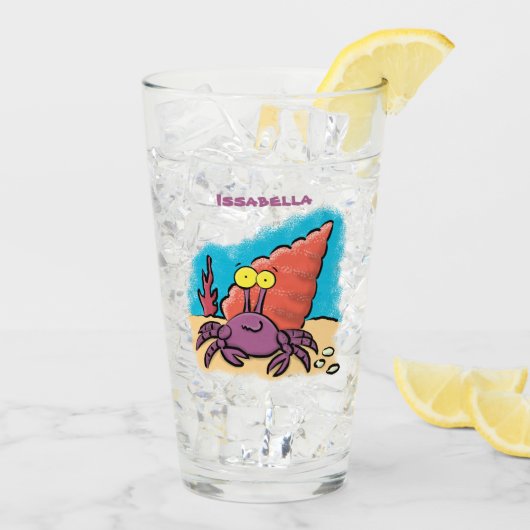 Grappig schattige paarse cartoon-heremietkrab glas (Achterkant ijs)