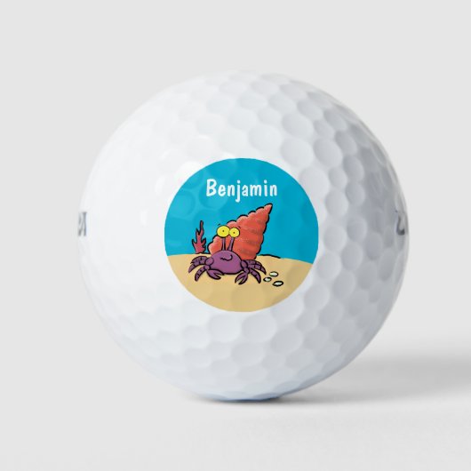 Grappig schattige paarse cartoon-heremietkrab golfballen (Voorkant)