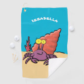 Grappig schattige paarse cartoon-heremietkrab golfhanddoek (Insitu)