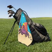 Grappig schattige paarse cartoon-heremietkrab golfhanddoek (Groen)