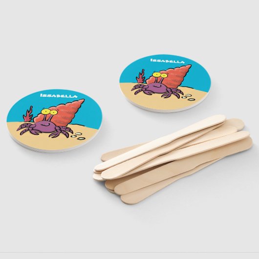 Grappig schattige paarse cartoon-heremietkrab handwaaier (Niet-gemonteerd)