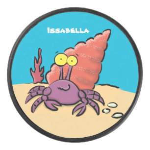 Grappig schattige paarse cartoon-heremietkrab hockey puck