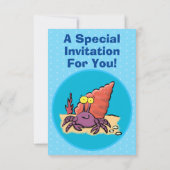 Grappig schattige paarse cartoon-heremietkrab kaart (Achterkant)