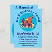 Grappig schattige paarse cartoon-heremietkrab kaart (Voorkant / Achterkant)