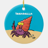 Grappig schattige paarse cartoon-heremietkrab keramisch ornament (Achterkant)