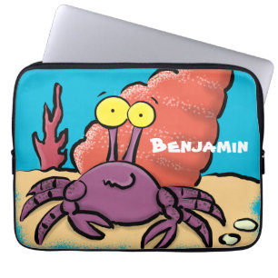 Grappig schattige paarse cartoon-heremietkrab laptop sleeve