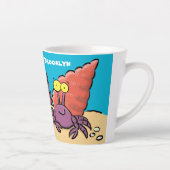 Grappig schattige paarse cartoon-heremietkrab latte mok (Rechts)