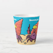 Grappig schattige paarse cartoon-heremietkrab latte mok (Voorkant)