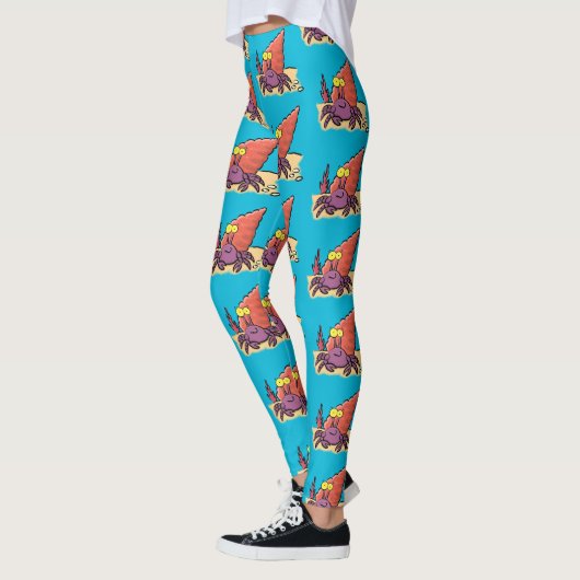 Grappig schattige paarse cartoon-heremietkrab leggings (Links)