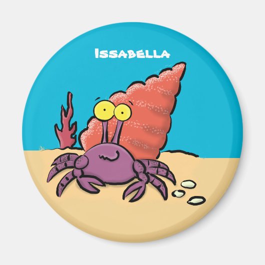 Grappig schattige paarse cartoon-heremietkrab magneet (Voorkant)