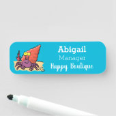 Grappig schattige paarse cartoon-heremietkrab naamplaatje (In situ)