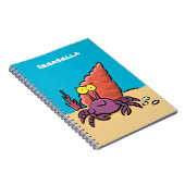 Grappig schattige paarse cartoon-heremietkrab notitieboek (Rechterzijde)