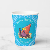 Grappig schattige paarse cartoon-heremietkrab papieren bekers (Achterkant)