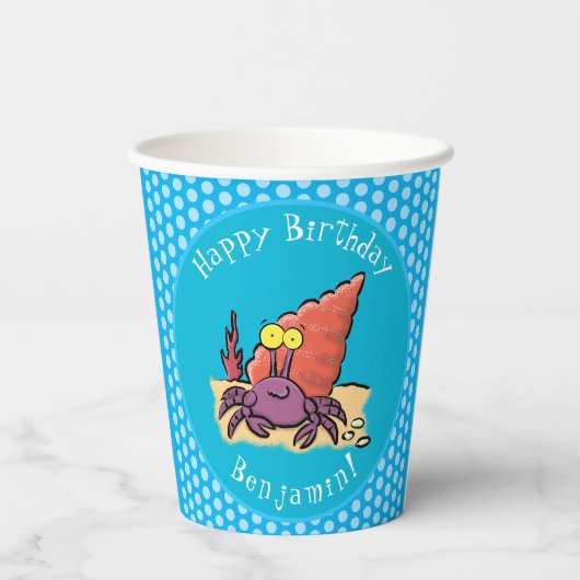 Grappig schattige paarse cartoon-heremietkrab papieren bekers (Achterkant)