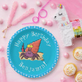 Grappig schattige paarse cartoon-heremietkrab papieren bordje (Feest)