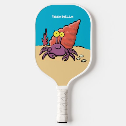 Grappig schattige paarse cartoon-heremietkrab pickleball paddle (Achterkant)