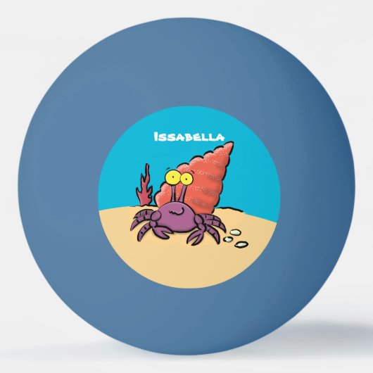 Grappig schattige paarse cartoon-heremietkrab pingpongbal (Achterkant)
