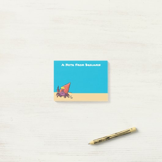Grappig schattige paarse cartoon-heremietkrab post-it® notes (Op bureau)