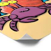 Grappig schattige paarse cartoon-heremietkrab poster (Hoek)