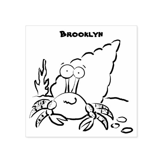 Grappig schattige paarse cartoon-heremietkrab rubberstempel (Afrduk)