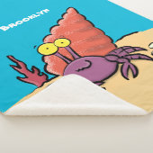 Grappig schattige paarse cartoon-heremietkrab sherpa deken (3/4)