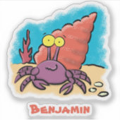 Grappig schattige paarse cartoon-heremietkrab sticker (Voorkant)
