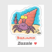 Grappig schattige paarse cartoon-heremietkrab sticker (Vel)
